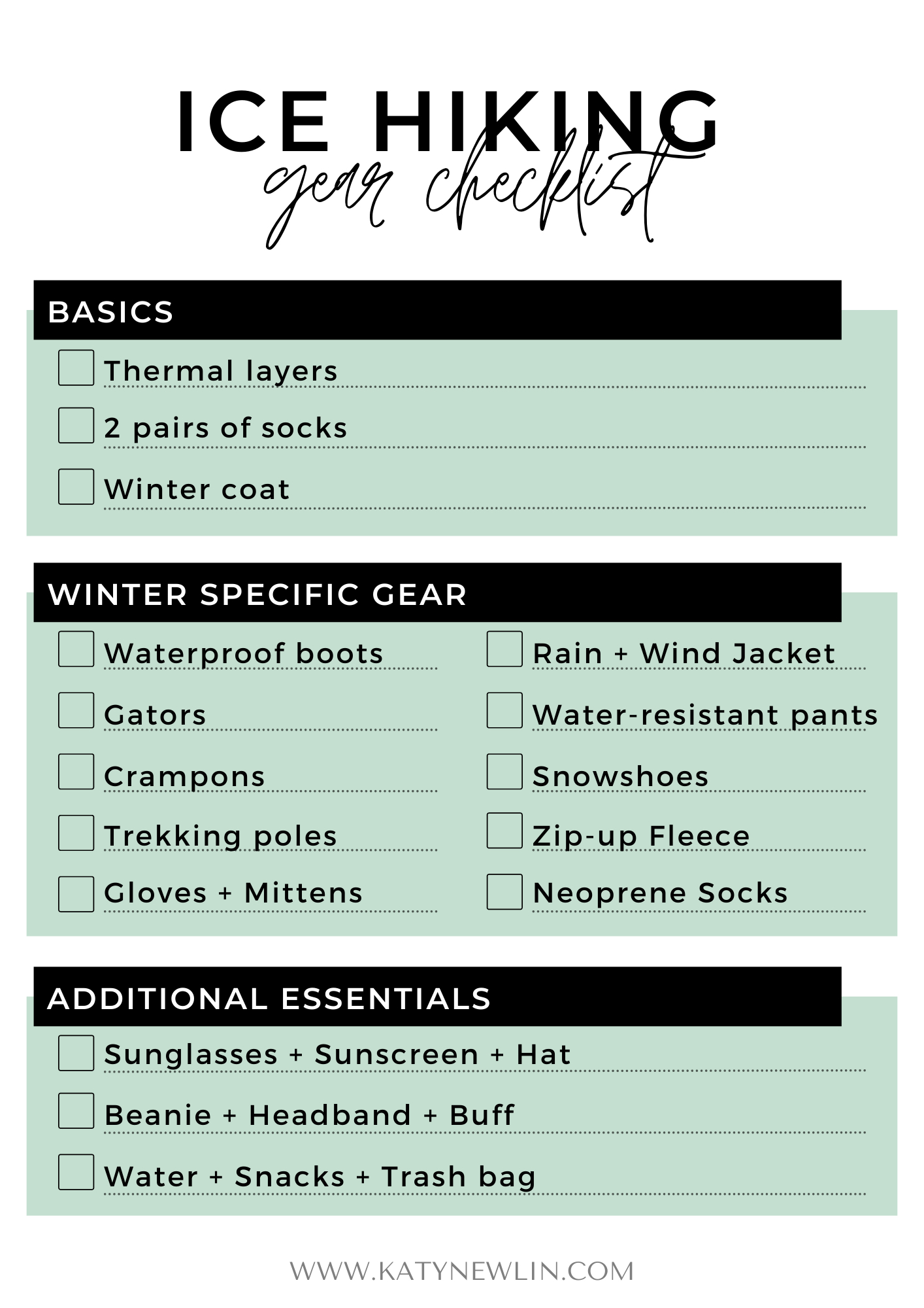 hiking checklist